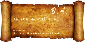 Balika Ambrózia névjegykártya